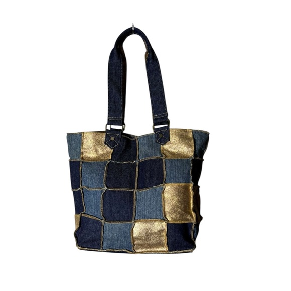 Vintage Levis Patchwork Shoulder Bag Purse Bohemian Denim Hippie Festival Hobo - Picture 4 of 6